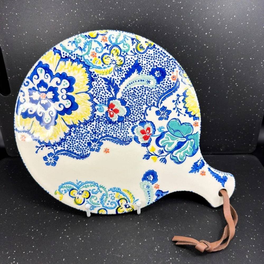 Anthropologie Jardin Fleuri Stoneware Cheese Board Floral Paisley ServingPlatter